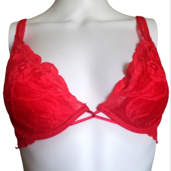 Vtg 90s Victorias Secret Sexy Red Lace Set Bra & Underwear ♥ Size 36B - Picture 4 of 16
